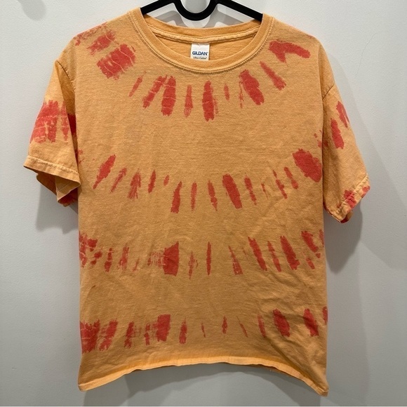 Gildan Orange Monochrome Tie Dye 100% Cotton T-Shirt - Picture 1 of 4